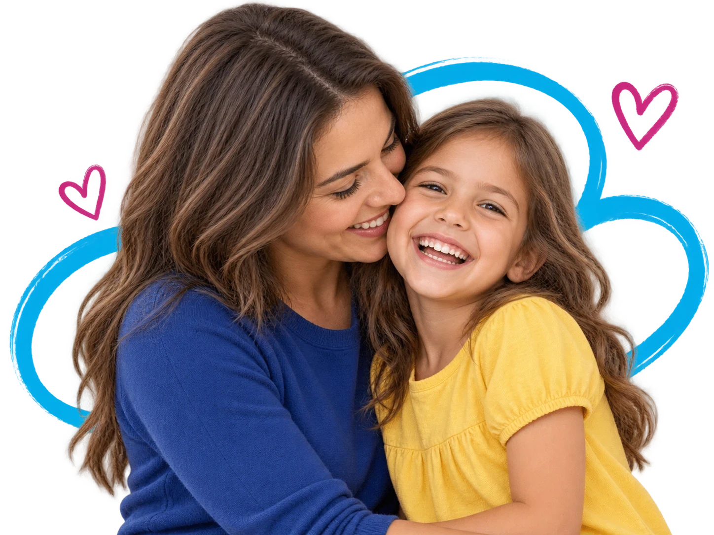 A mother and her daughter sharing a happy hug